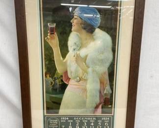 FRAMED 1924 COCA COLA CALENDAR