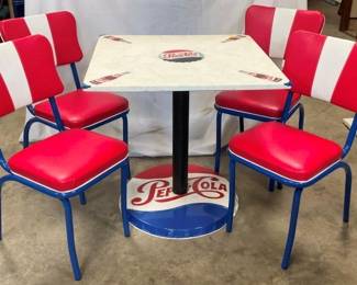 PEPSI COLA TABLE AND 4 CHAIRS