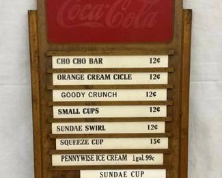 KAY WOODEN COKE MENU BOARD