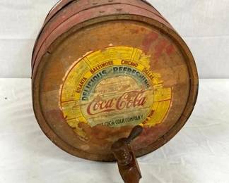 WOODEN COCA COLA BARREL W/ PAPER LABEL