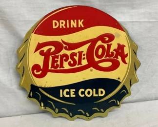 EMB. 13IN SST PEPSI DOUBLE DOT CAP SIGN