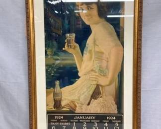 FRAMED 1924 COCA COLA CALENDAR