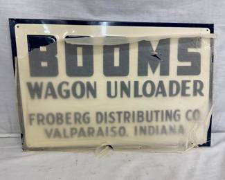 NOS EMB. BOOMS WAGON UNLOADER SIGN