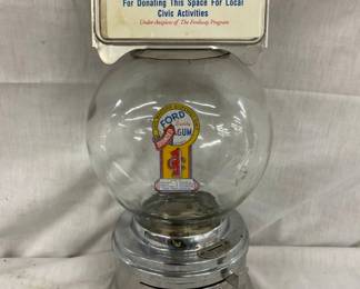 1 CENT FORD GUMBALL MACHINE W/MARQUEE