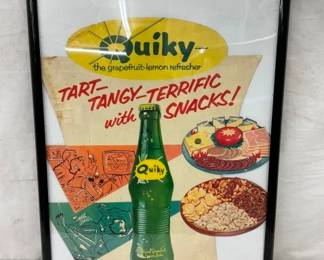 FRAMED QUIKY AD W/ BOTTLE AND PEOPLE CB