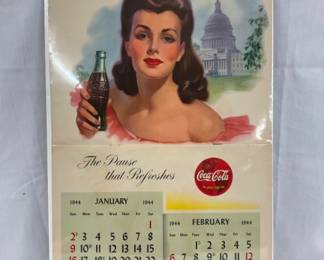 1944 COKE CALENDAR W/ LADY