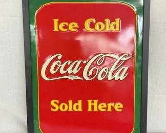 SST EMB. COKE SOLD HERE SIGN FRAMED