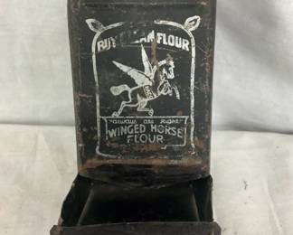 CLEAN FLOUR MATCH SAFE W/ FLYING HORSE