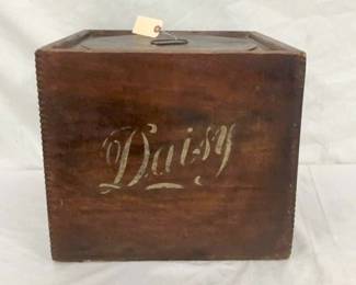 EARLY WOODEN DAISY ICE CREAM CHEST