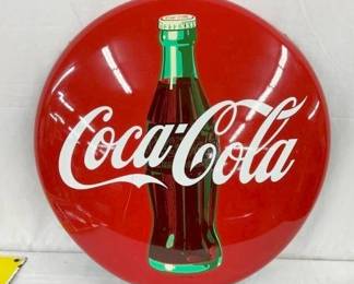 1956 24IN PAINTED TIN COKE BUTTON