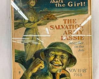 FRAMED UNITED WAR WORK SALVATION ARMY