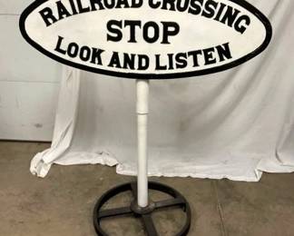 EMB. CAST RR CROSSING SIGN