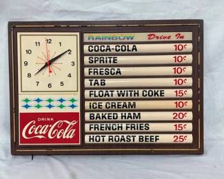 LEXAN RAINBOW DRIVE INN CLOCK MENU CLOCK