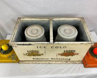 INSIDE VIEW W/ STONEWARE CANISTERS