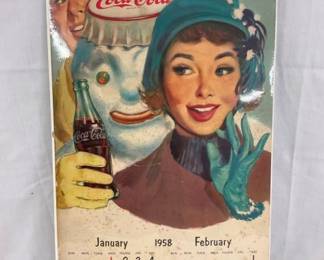 1958 COKE CALENDAR W/ SNOWMAN