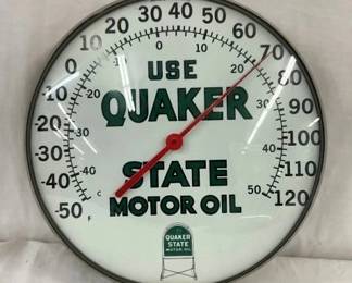 12IN QUAKER STATE MOTOR OIL THERM.