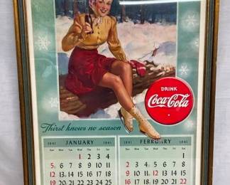 1941 FRAMED COKE CALENDAR