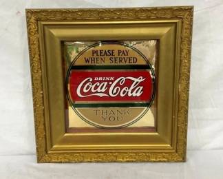 18IN GLASS COKE FRAMED "PLEASE PAY"