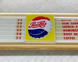 PLASTIC PEPSI COLA MENU SIGN
