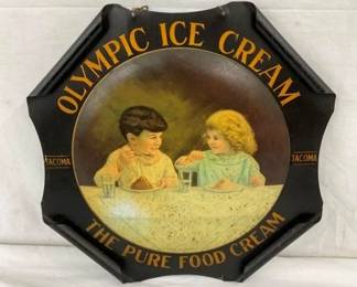 1915 15" OLYMPIC ICE CREAM TIN LITHO