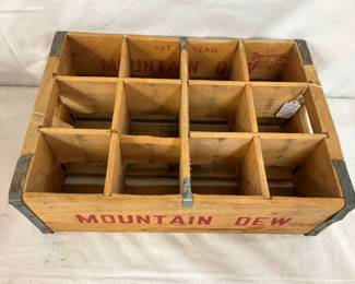 WOODEN MT. DEW 12 BOTTLE CRATE