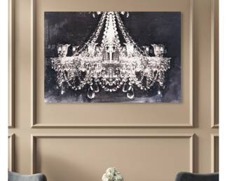 OLIVER GAL CHANDELIER WALL ART:  DRAMATIC ENTRANCE NIGHT
Original Price $530
NOW $250

Everywhere you go, you should always make a Dramatic Entrance. Love this piece of artwork featuring a decadent chandelier that melts into a night canvas.

•	Fine art printed with fade-resistant, ultra-premium inks
•	Museum-quality canvas hand-stretched and gallery wrapped onto a sustainable real wood frame.
•	100% made in the USA.
•	FSC Certified Wood
