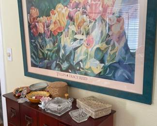 Another great framed print   Card file piece great for post card collection etc 