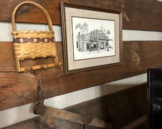 wall basket, antique single tree, sketch 