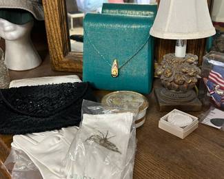 vintage clutch bags, vintage gloves