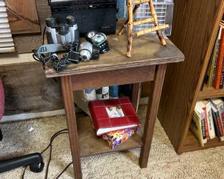 small side table, radio , headlights 