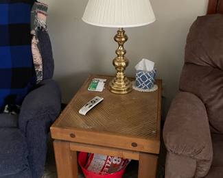 . . . end table with brass lamp