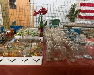 milk bottles and all types of glasses