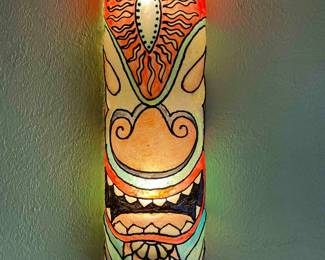 (2) incredible tiki lights (resin) about 36" tall and one smaller (not pictured) about 30" tall