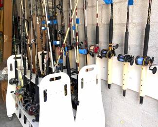 fishing rods and rod racks for sale -- from light reef fishing to deepsea fishing