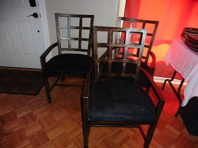*6 Dining Chairs Metal / Upholstered Combo* (on casters)  3 more not shown in picture
