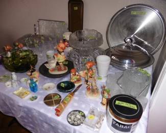 Hummels , Serving Pieces, Tobacco Crock, Floating Fish Knife (Japan)  & Misc