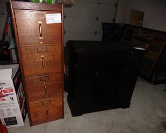 4 Drawer File Cabinet (Tiger Oak) and Bar Cabinet