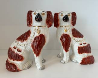 Pair of 9.5” tall Staffordshire Ware Spaniels