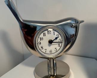 Pottery Barn chrome Bird clock