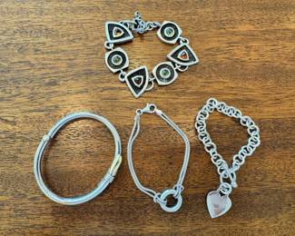Sterling silver bracelets, including a very cool toggle bracelet by Brodsky (top)