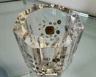 Vintage lucite “Clock Parts” pencil cup, attributed to Pierre Giraudon