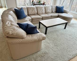 Large vintage leather sofa sectional by Natuzzi 