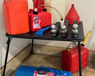 Race car gasoline cans and miscellaneous 