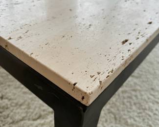 Room & Board stone top coffee table with natural steel base
