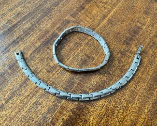 Two vintage Taxco 925 silver Puzzle Link bracelets