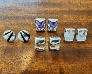Sampling of the large selection of vintage Taxco sterling earrings