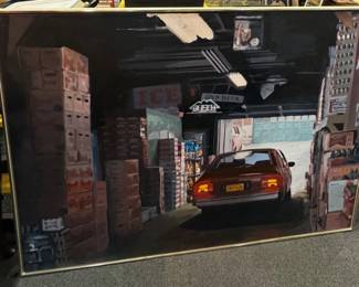 K. Spangler”Beer Drive-Thru” Large Acrylic Painting 