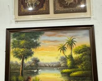 Thai Art & Highwaymen Style Water Scene Painting