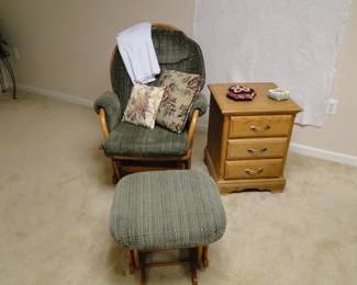 Very nice gliding chair, and matching ottoman.  The chair does easily lock, so the gliding motion does stop as well
