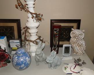 Who the Owl, double bunnies, and a very nice collection of framed artwork too